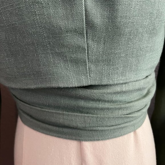 JLUXLABEL Myling Linen Blend Cropped Wrap Top Jacket in Sage Green - NWT - Small - Picture 7 of 12